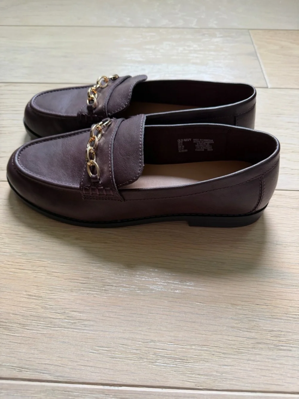 Old Navy Brown Faux Leather Loafers Gold Bit Detail Slip-On Flats women Size 9 - Picture 2 of 5